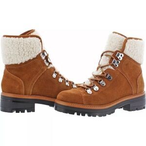 Marc Fischer Cognac Isalia Suede brown ankle combat style Boots 6.5
